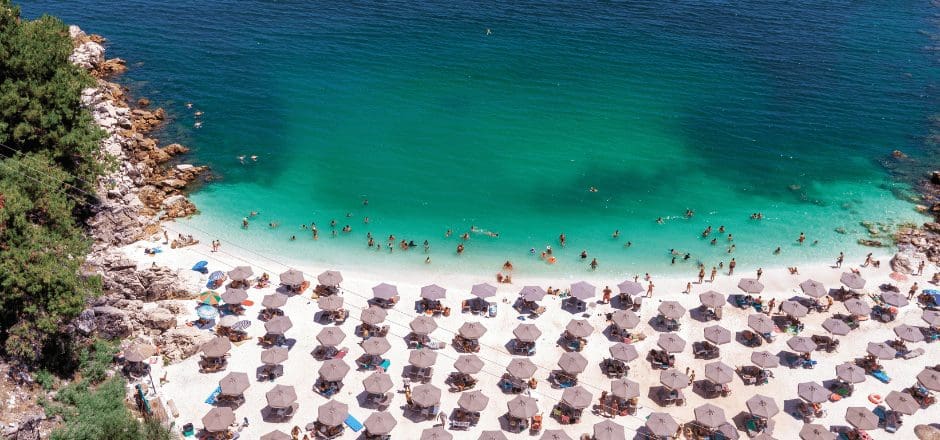 marble beach, Thasos island, Greece.