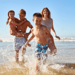 happy family on the beach