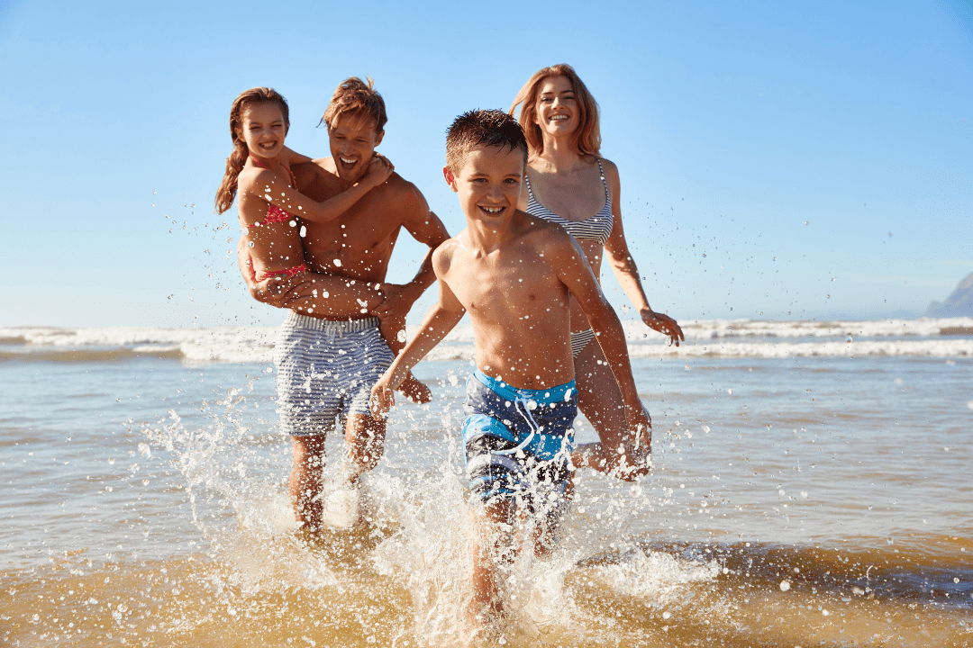 happy family on the beach